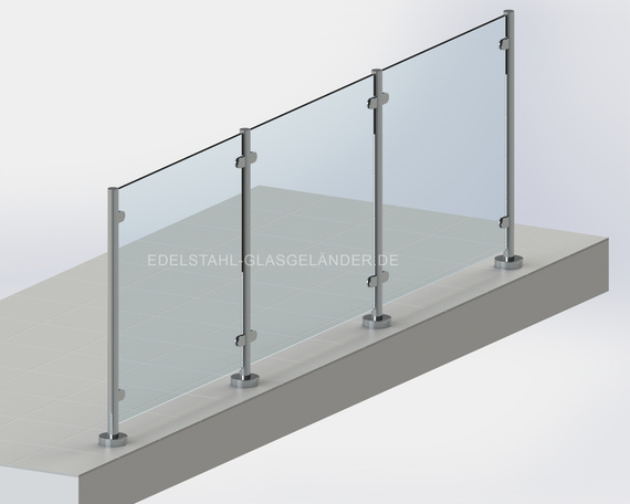 7. Edelstahlgeländer mit Glas ohne Handlauf
