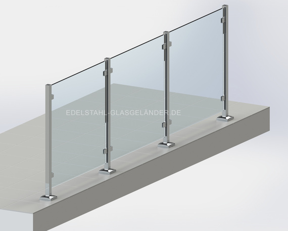 11. Edelstahlgeländer mit Glas ohne Handlauf