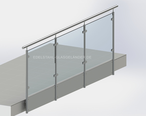 13. Edelstahlgeländer mit Glas mit Handlauf  + Untere Edelstahlabdeckung