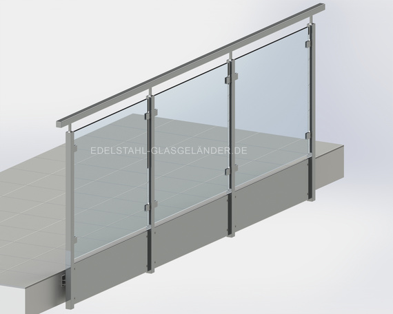 14. Edelstahlgeländer mit Glas mit Handlauf  + Untere Edelstahlabdeckung