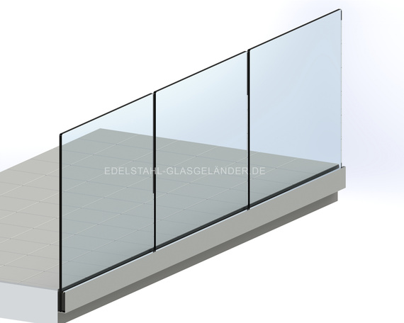 19. Glasgeländer in einem Aluminiumprofil ohne Handlauf